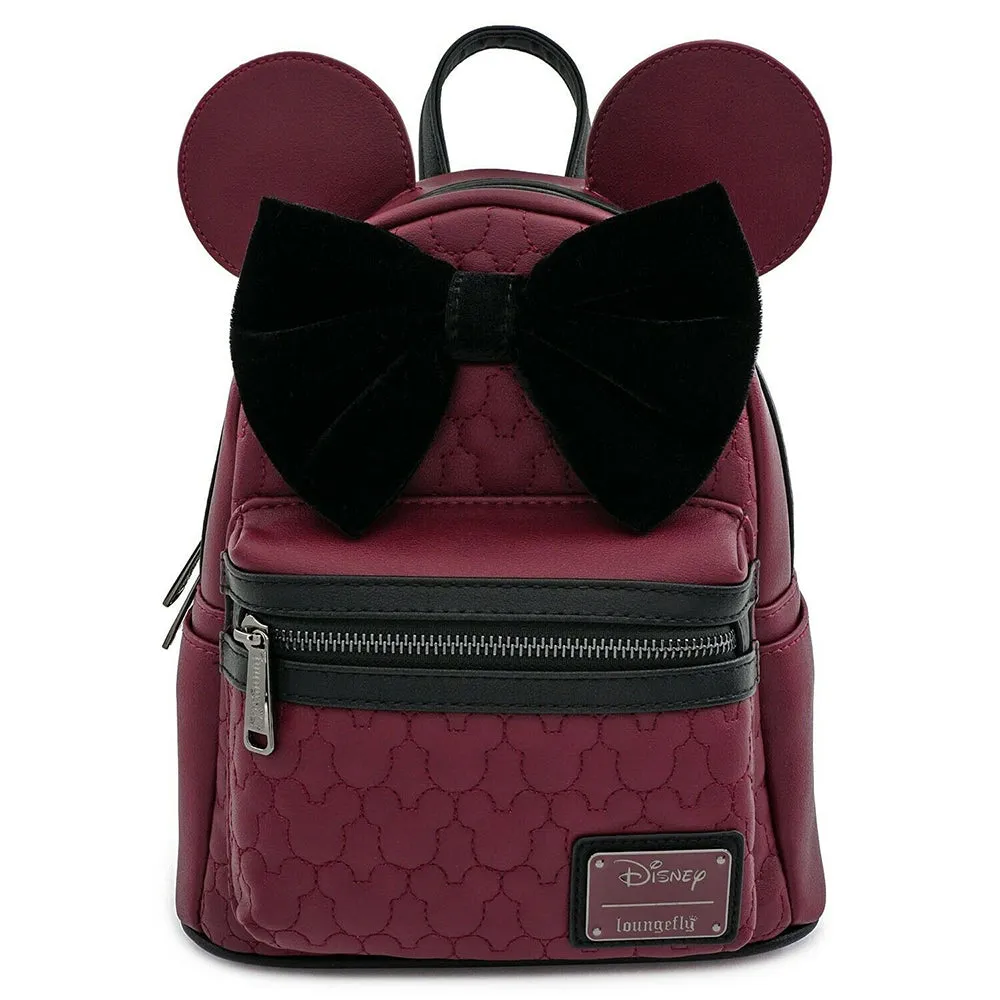 Loungefly Disney Minnie Mouse Maroon Quilted Mini Backpack