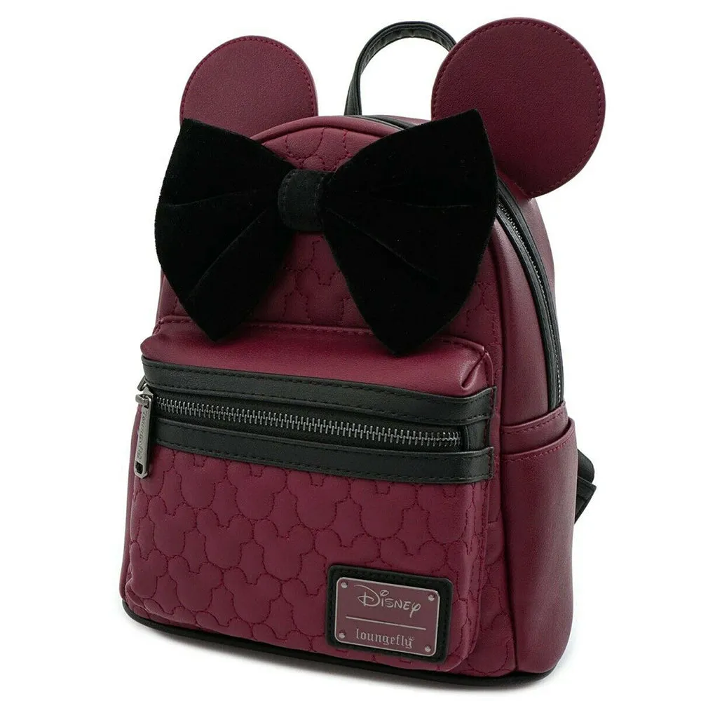 Loungefly Disney Minnie Mouse Maroon Quilted Mini Backpack