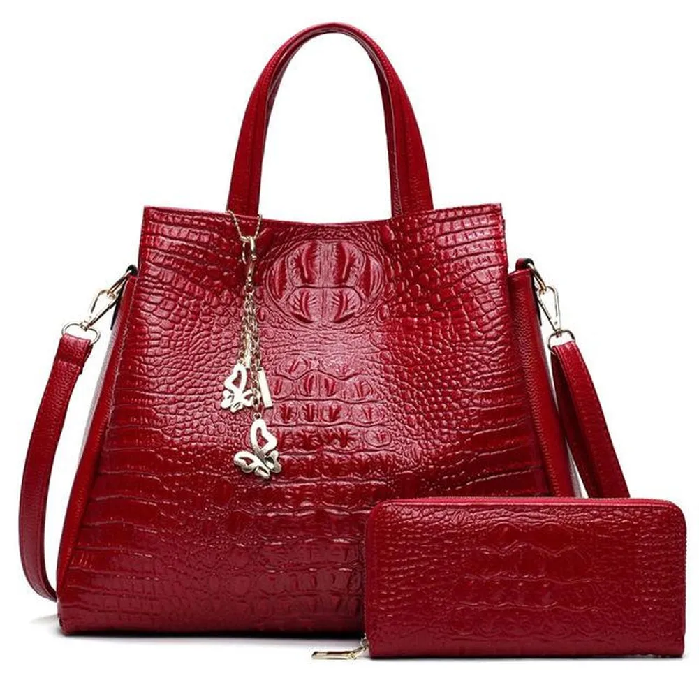<bold>Tote Bag & Clutch Set <br>Vegan-Leather