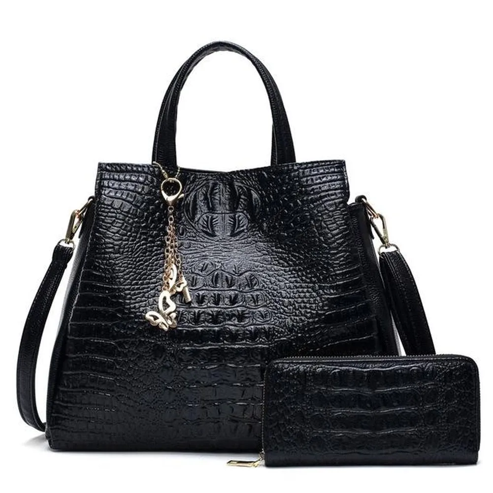 <bold>Tote Bag & Clutch Set <br>Vegan-Leather