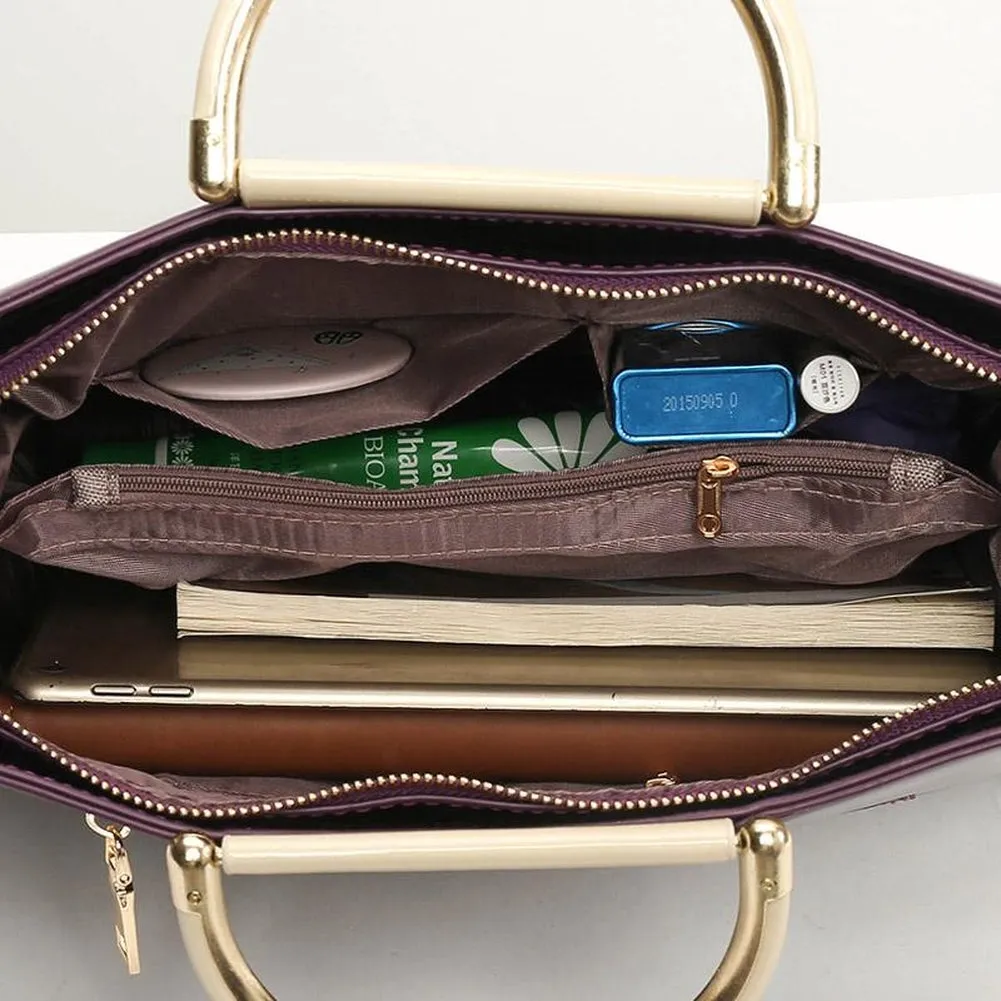 <bold>Tote Crossbody Bag & Purse Set <br>Vegan-Leather
