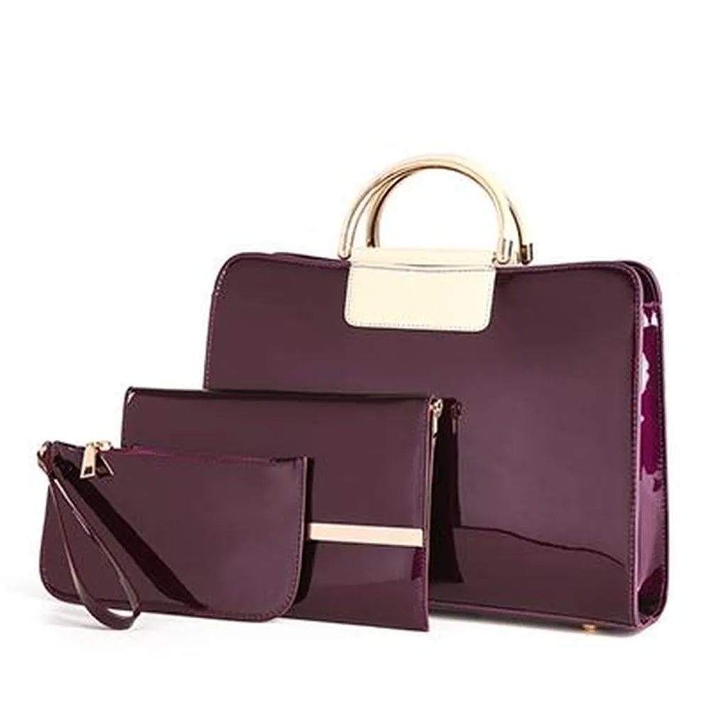 <bold>Tote Crossbody Bag & Purse Set <br>Vegan-Leather
