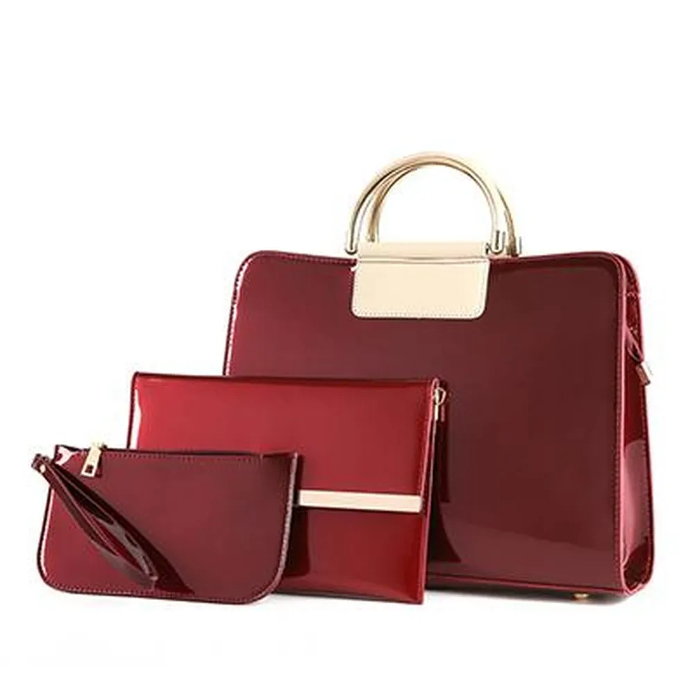 <bold>Tote Crossbody Bag & Purse Set <br>Vegan-Leather
