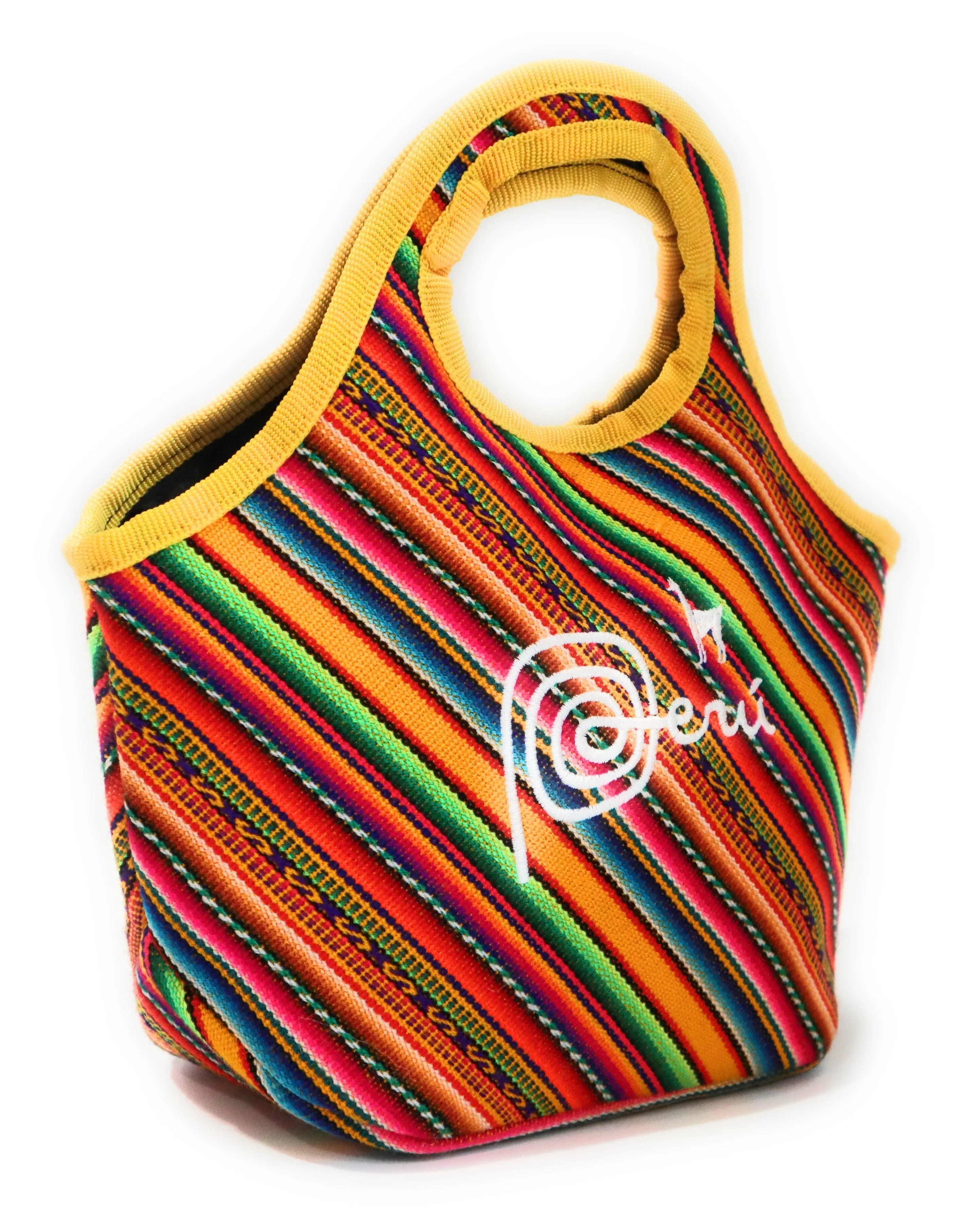 Lunch Box, Handbag, Multicolor, Zippered Peruvian Textile Design 11" Tall