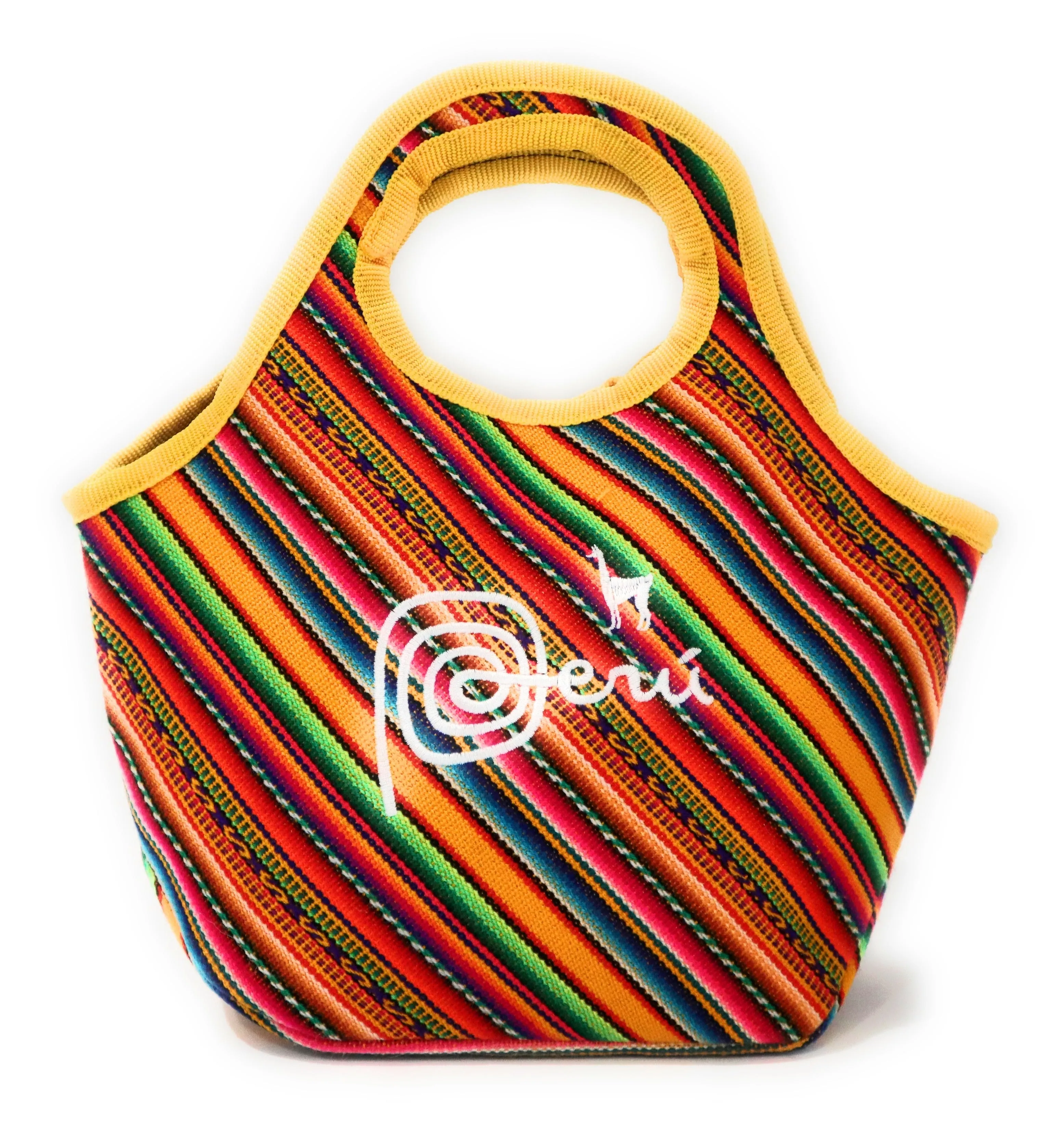 Lunch Box, Handbag, Multicolor, Zippered Peruvian Textile Design 11" Tall