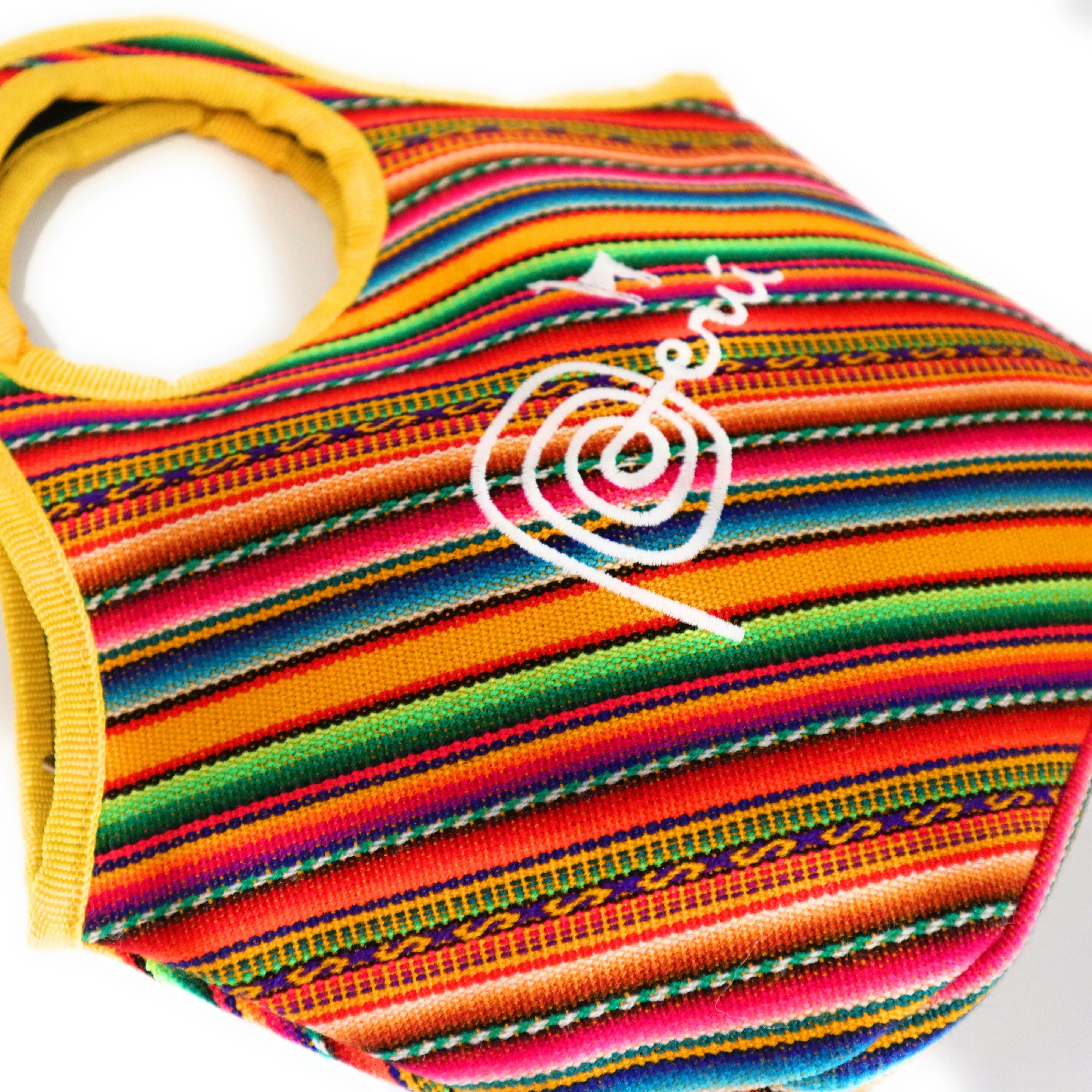 Lunch Box, Handbag, Multicolor, Zippered Peruvian Textile Design 11" Tall