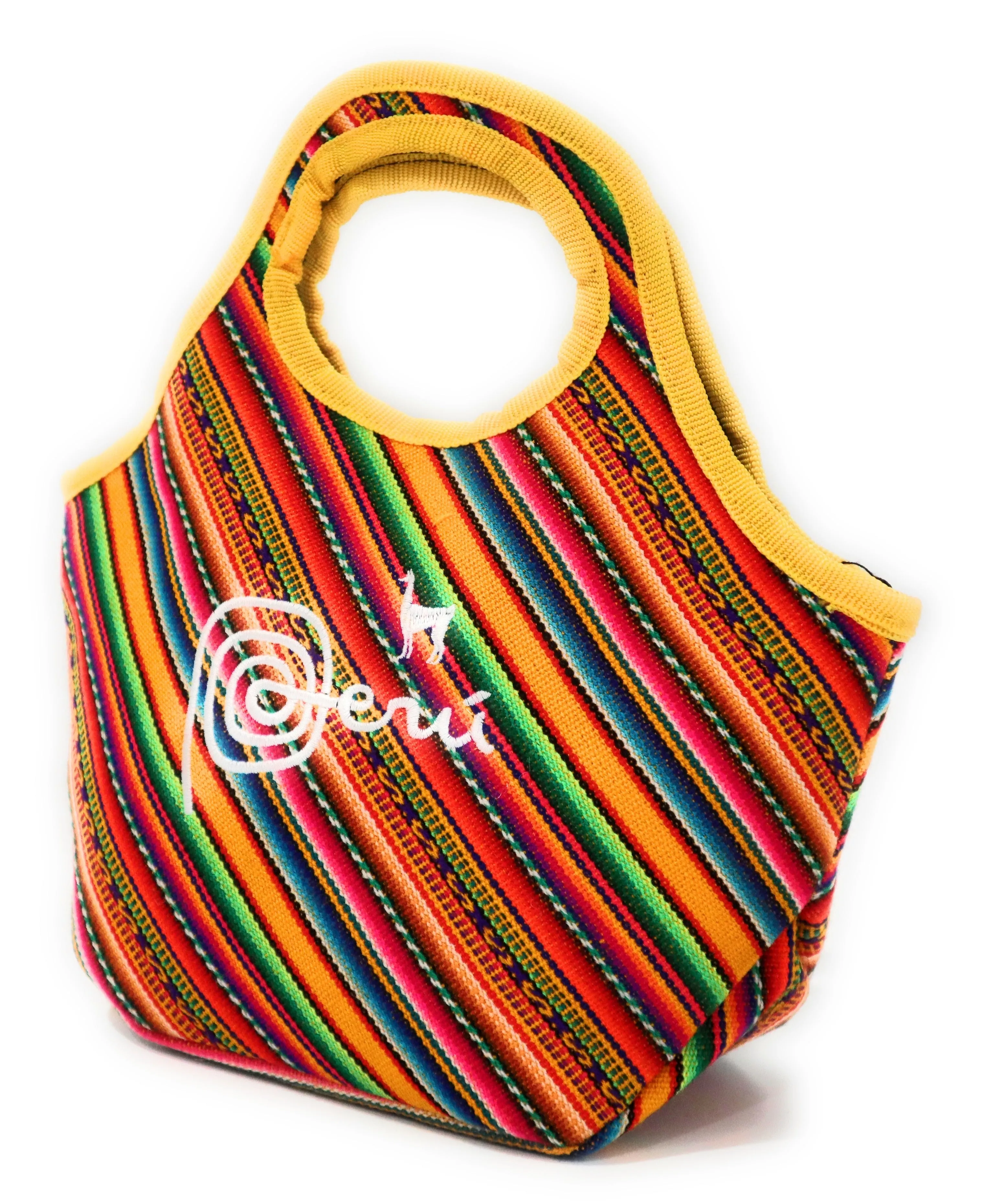Lunch Box, Handbag, Multicolor, Zippered Peruvian Textile Design 11" Tall