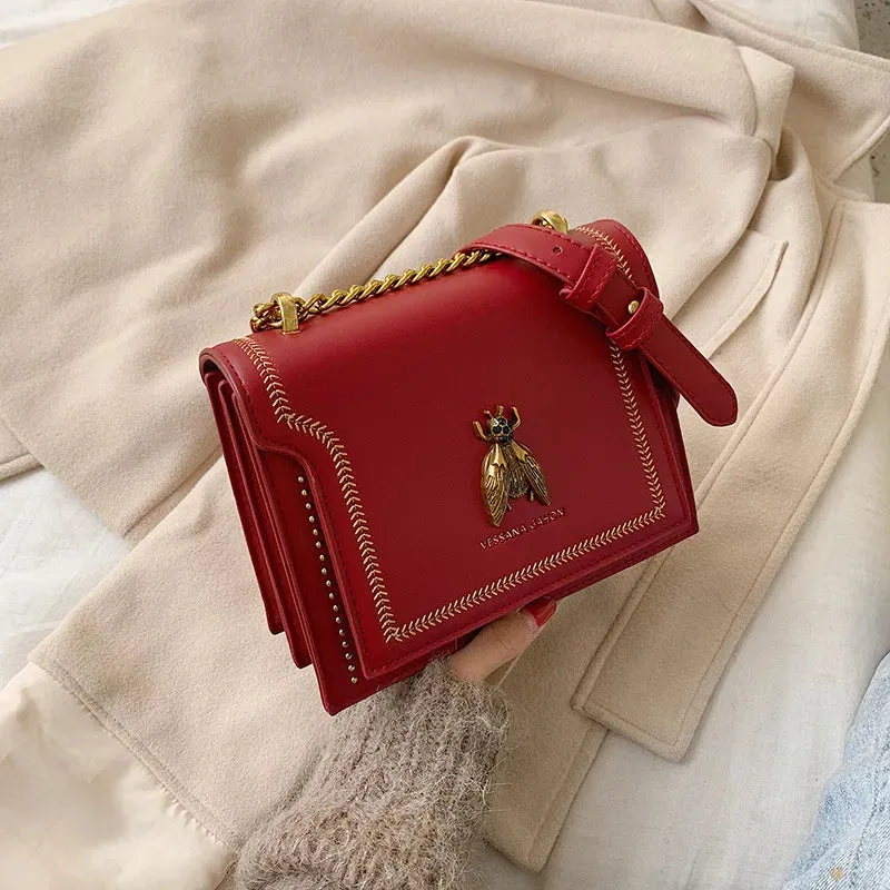 Luxury Brand Women's Handbag 2023 New Retro Bee Female Shoulder Bag Simple High Quality Leather Designer Crossbody Bags