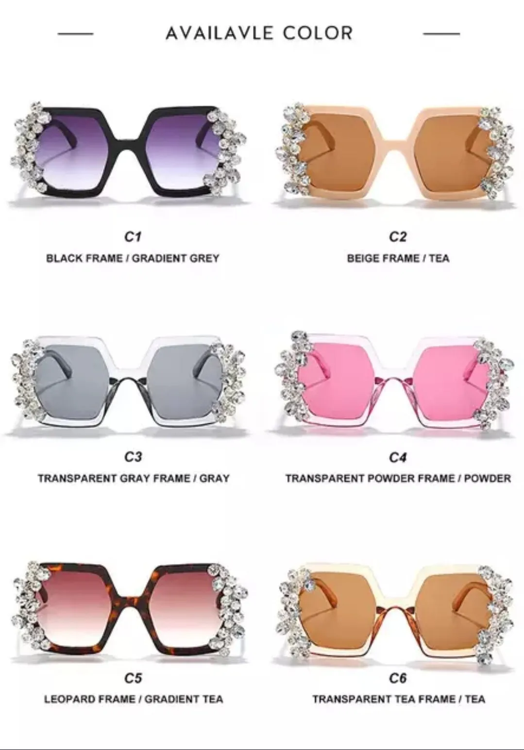 Luxury Diamond  Square oversized Frames
