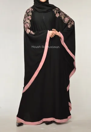 Luxury Floral Embroidered Batwing Farasha (Premium)