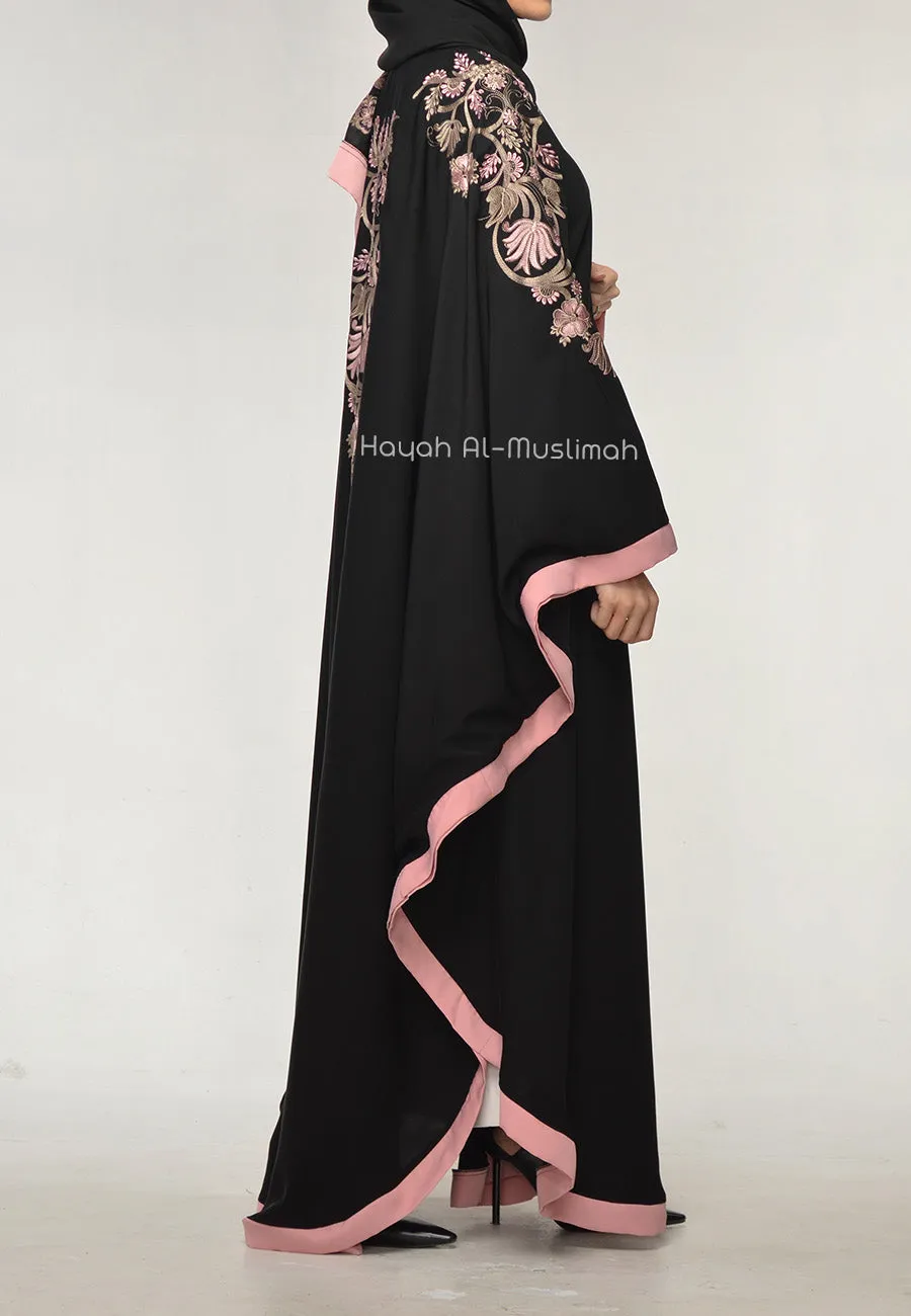 Luxury Floral Embroidered Batwing Farasha (Premium)