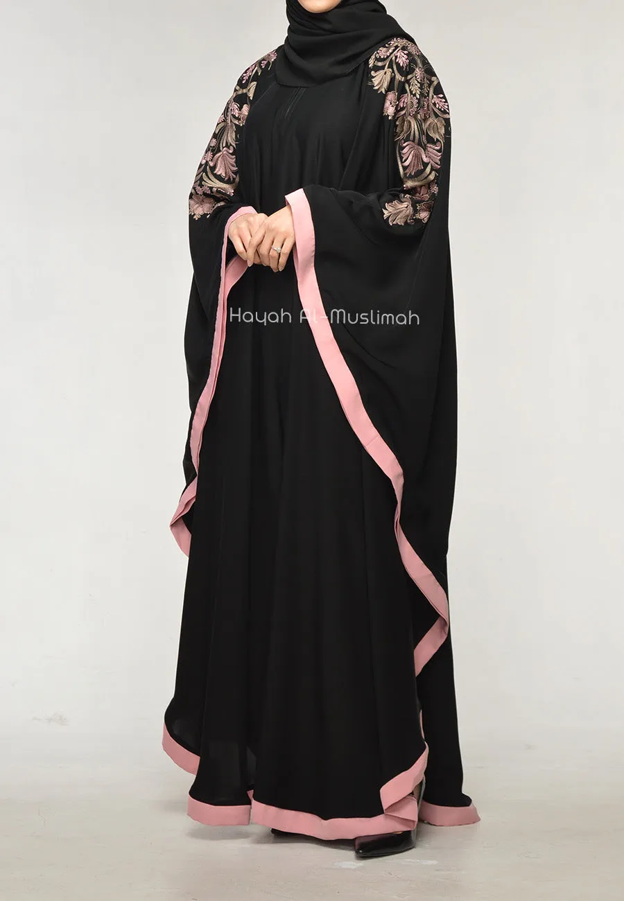 Luxury Floral Embroidered Batwing Farasha (Premium)