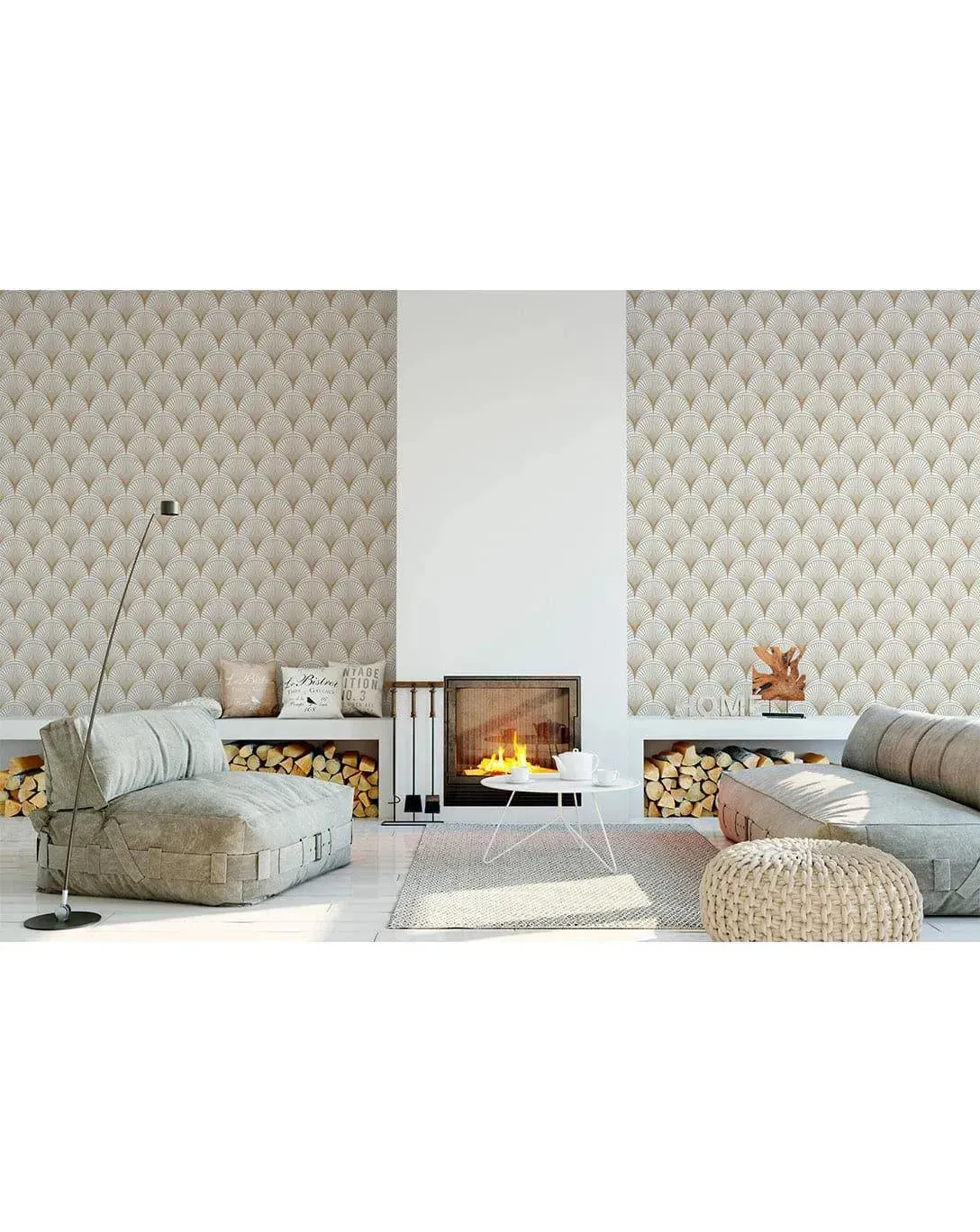 Luxury Gold Scallops Removable Wallpaper