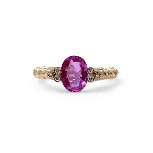 Luxury Pink Sapphire and Diamond 0.20ct Ring in 18K Gold