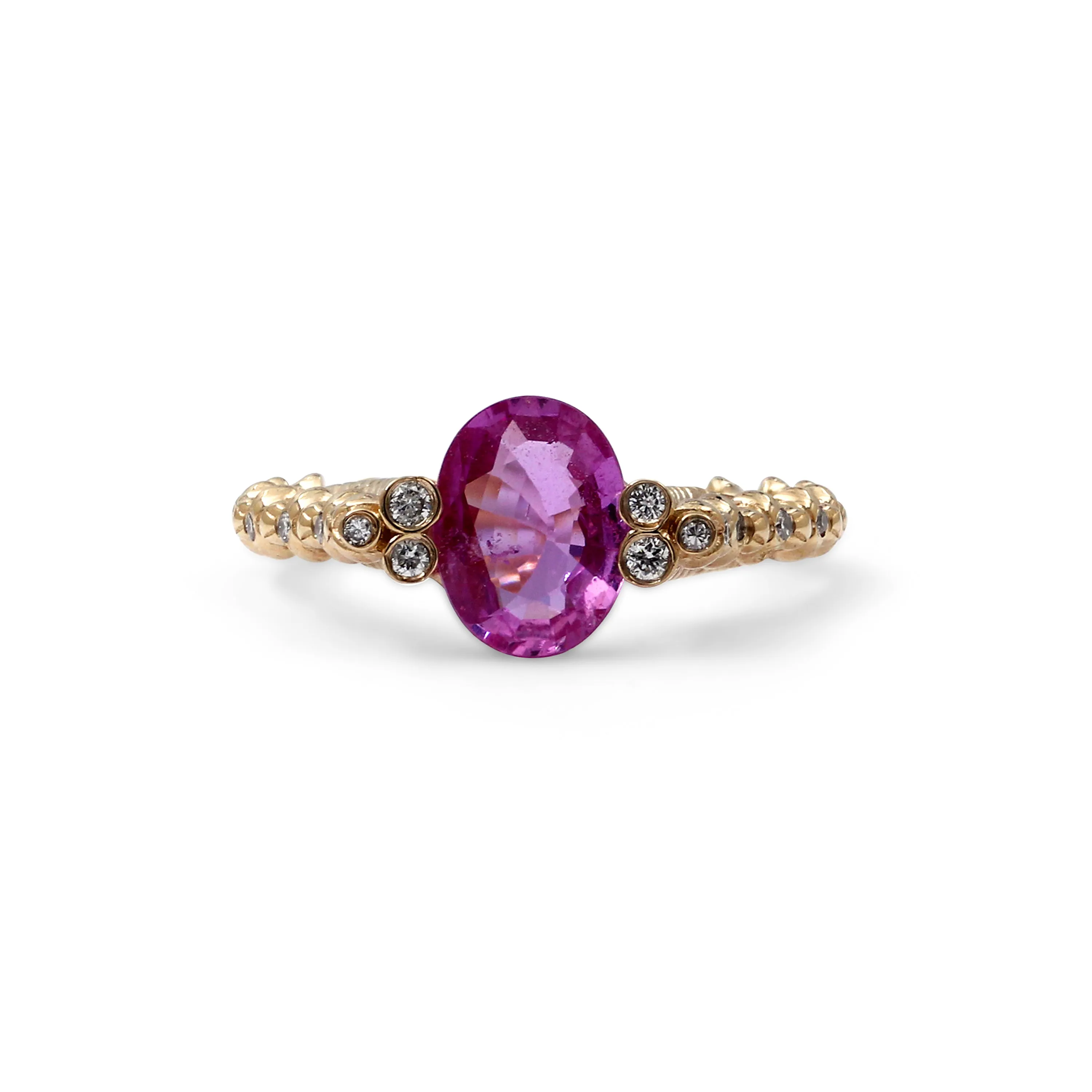 Luxury Pink Sapphire and Diamond 0.20ct Ring in 18K Gold
