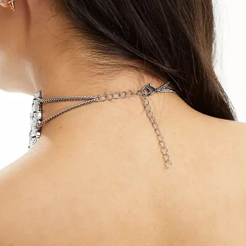 Luxury Square Crystal Baguette Choker Necklace