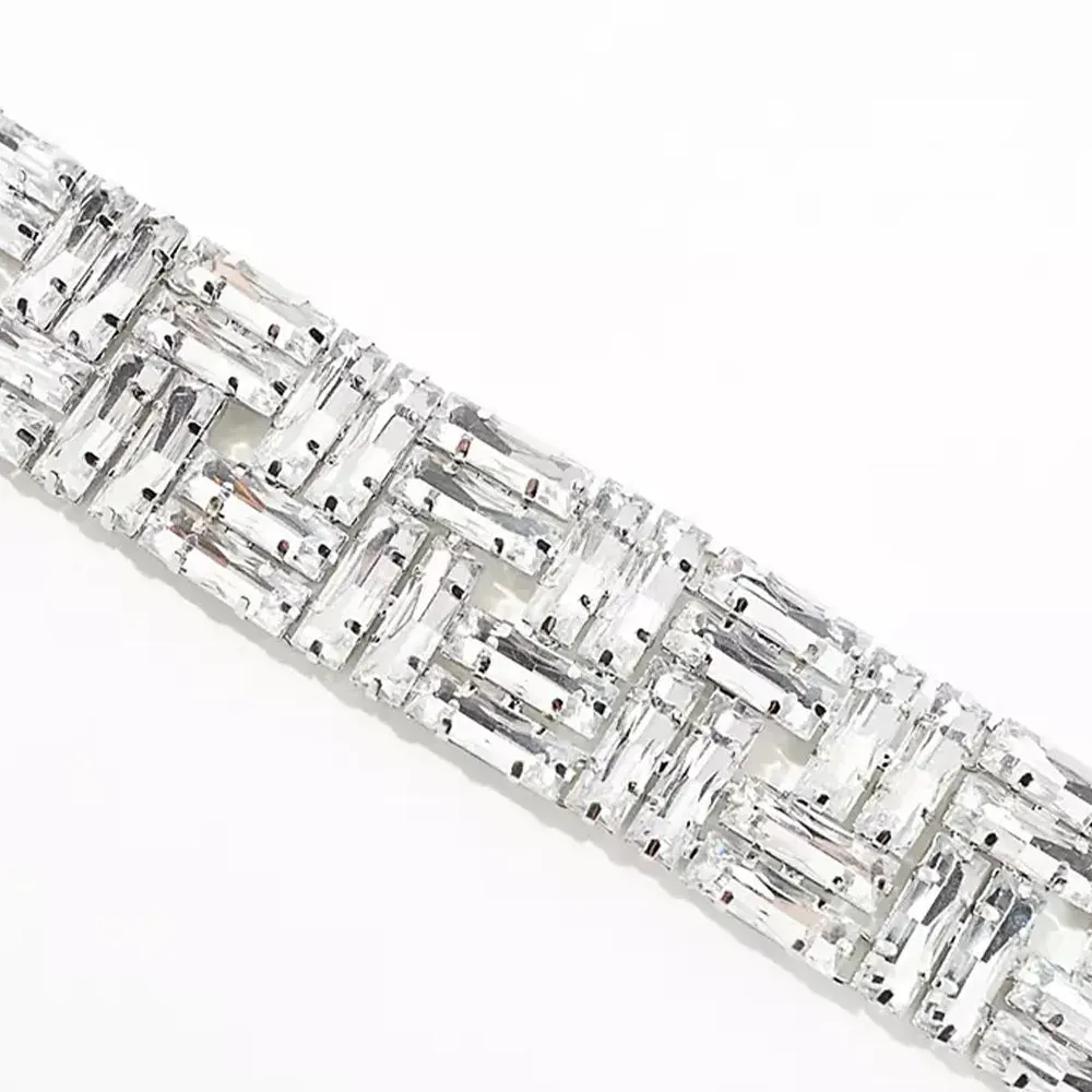 Luxury Square Crystal Baguette Choker Necklace