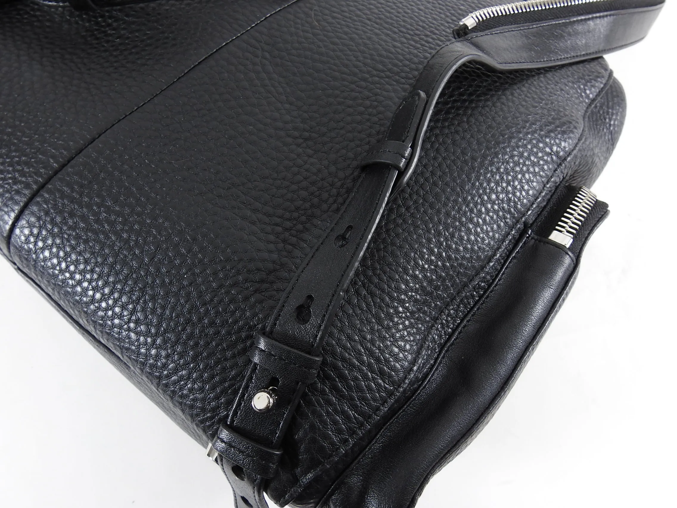 Mackage Keir Black Leather Zip Up Backpack