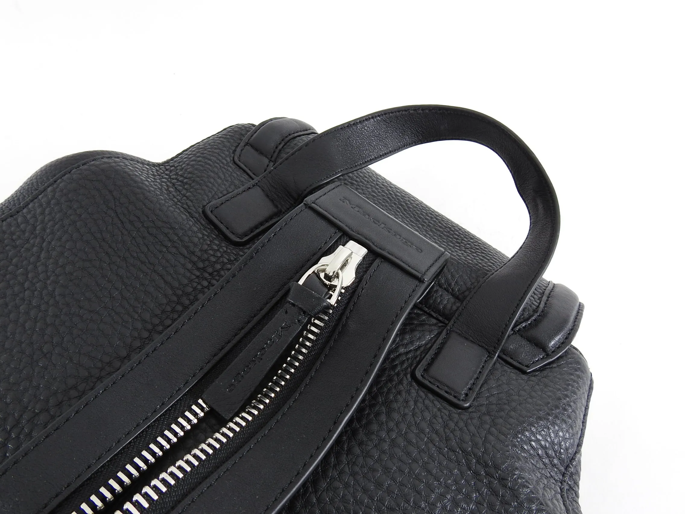 Mackage Keir Black Leather Zip Up Backpack
