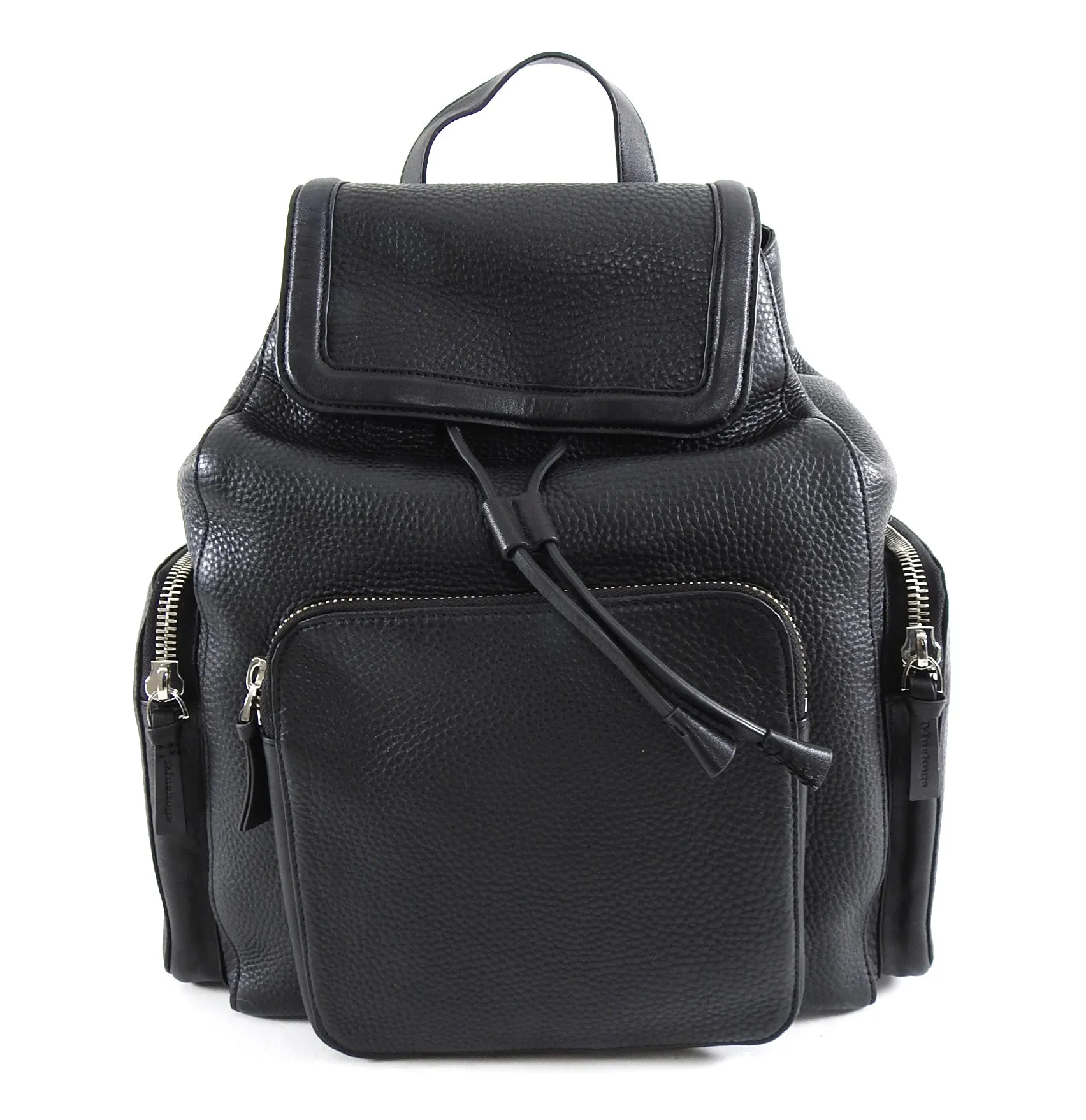 Mackage Keir Black Leather Zip Up Backpack