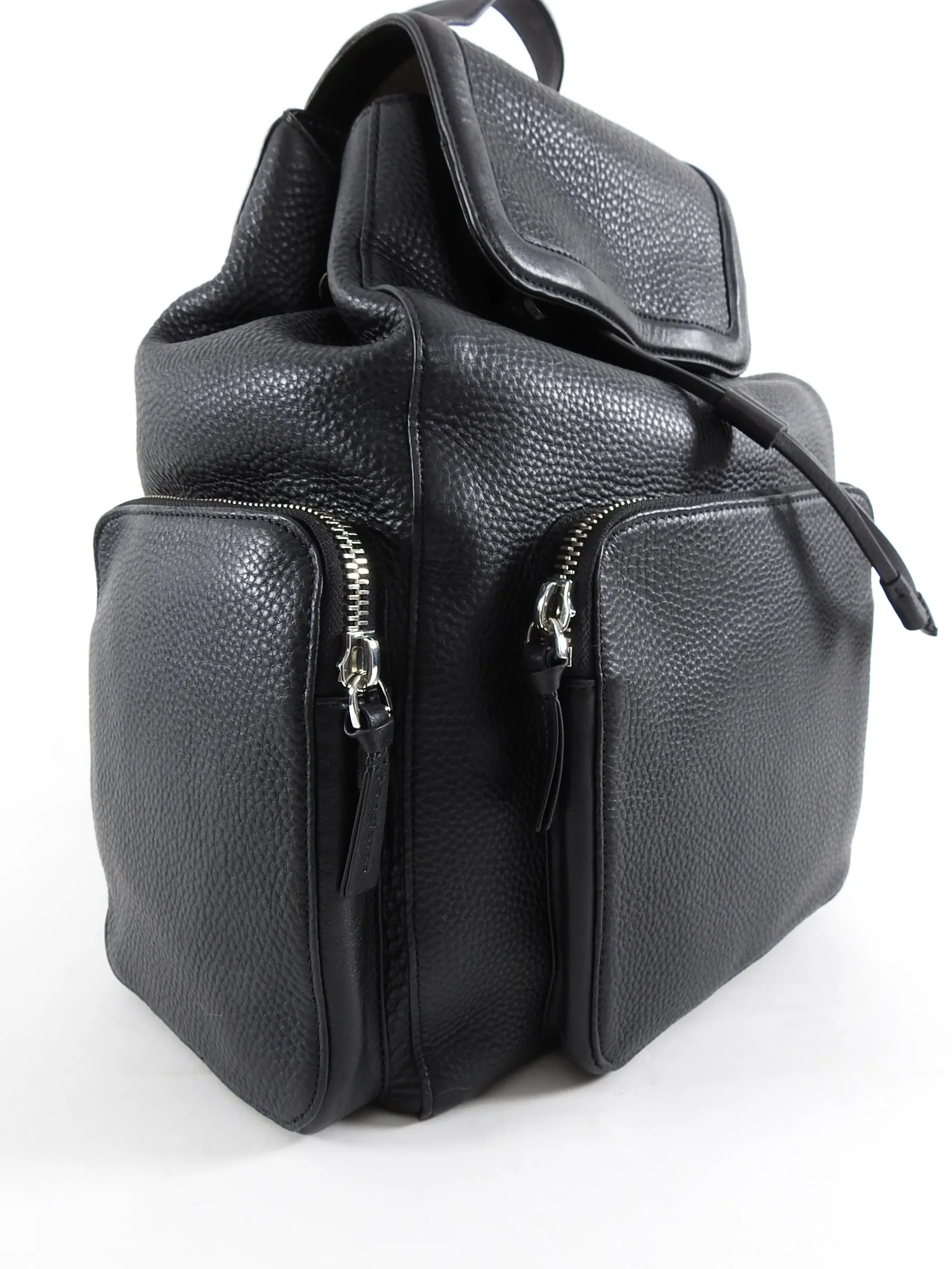 Mackage Keir Black Leather Zip Up Backpack