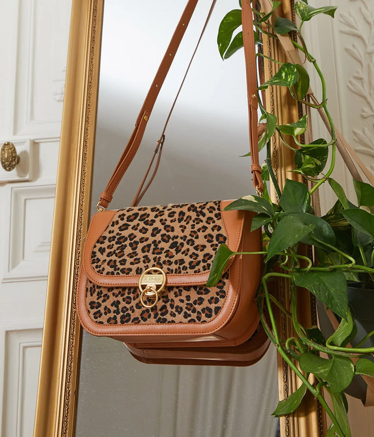 Marilyn Amazon Apple Skin Vegan Leather Crossbody | Leopard