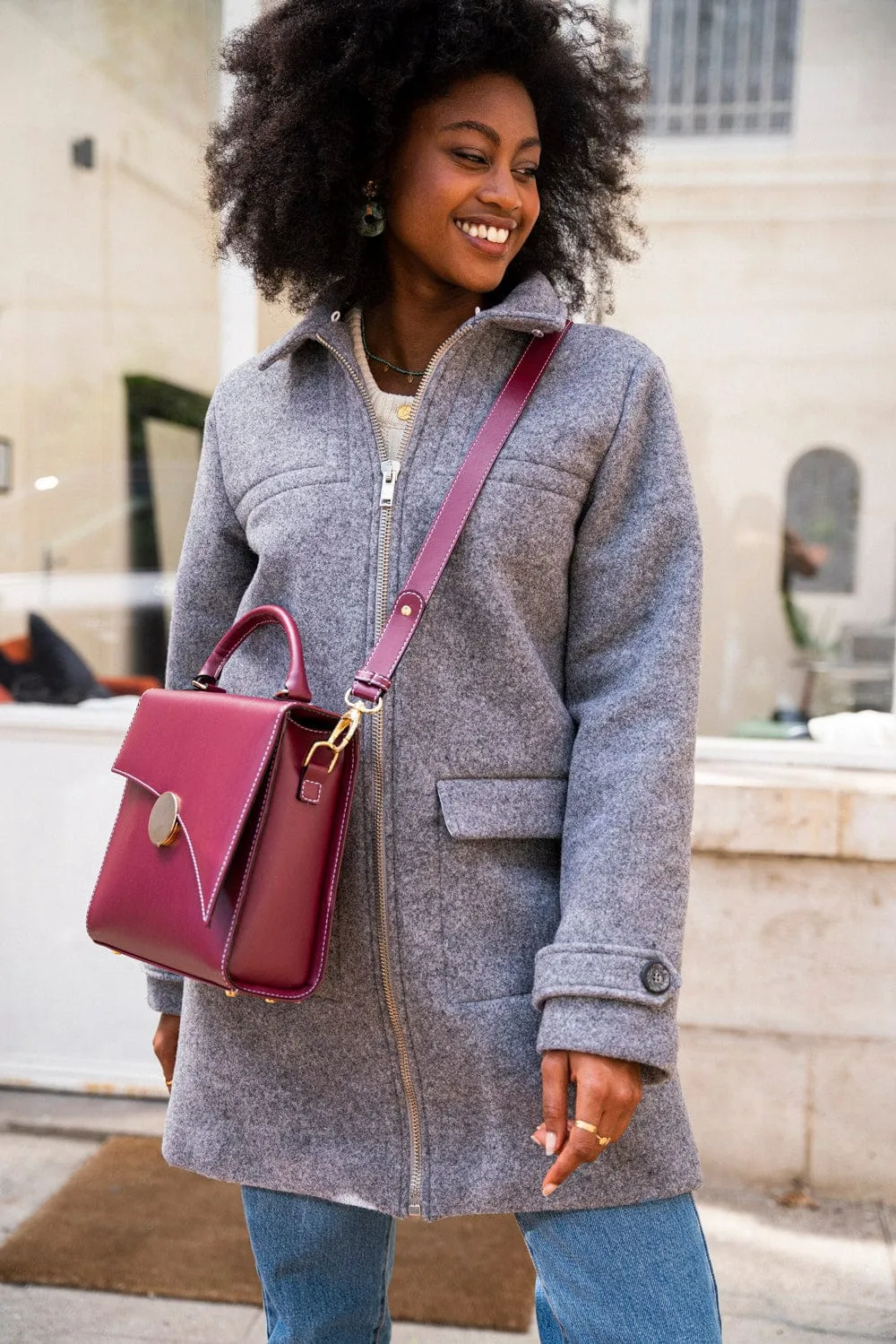 Mazurka Grape Leather Vegan Crossbody Handbag | Burgundy