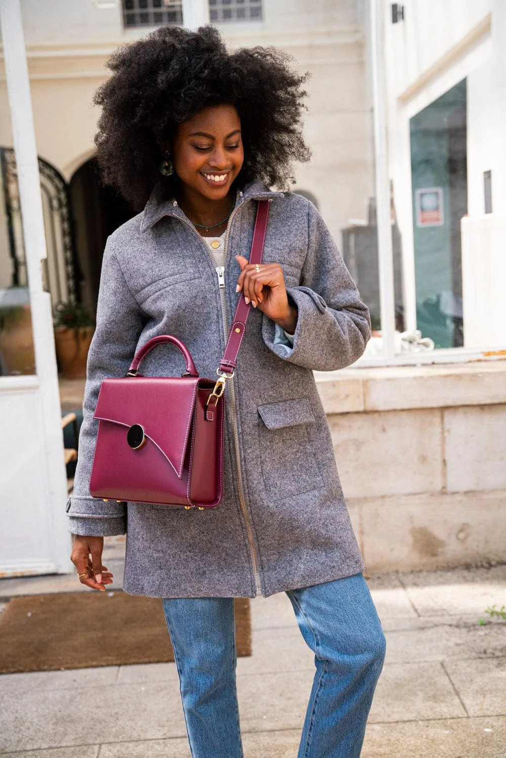 Mazurka Grape Leather Vegan Crossbody Handbag | Burgundy