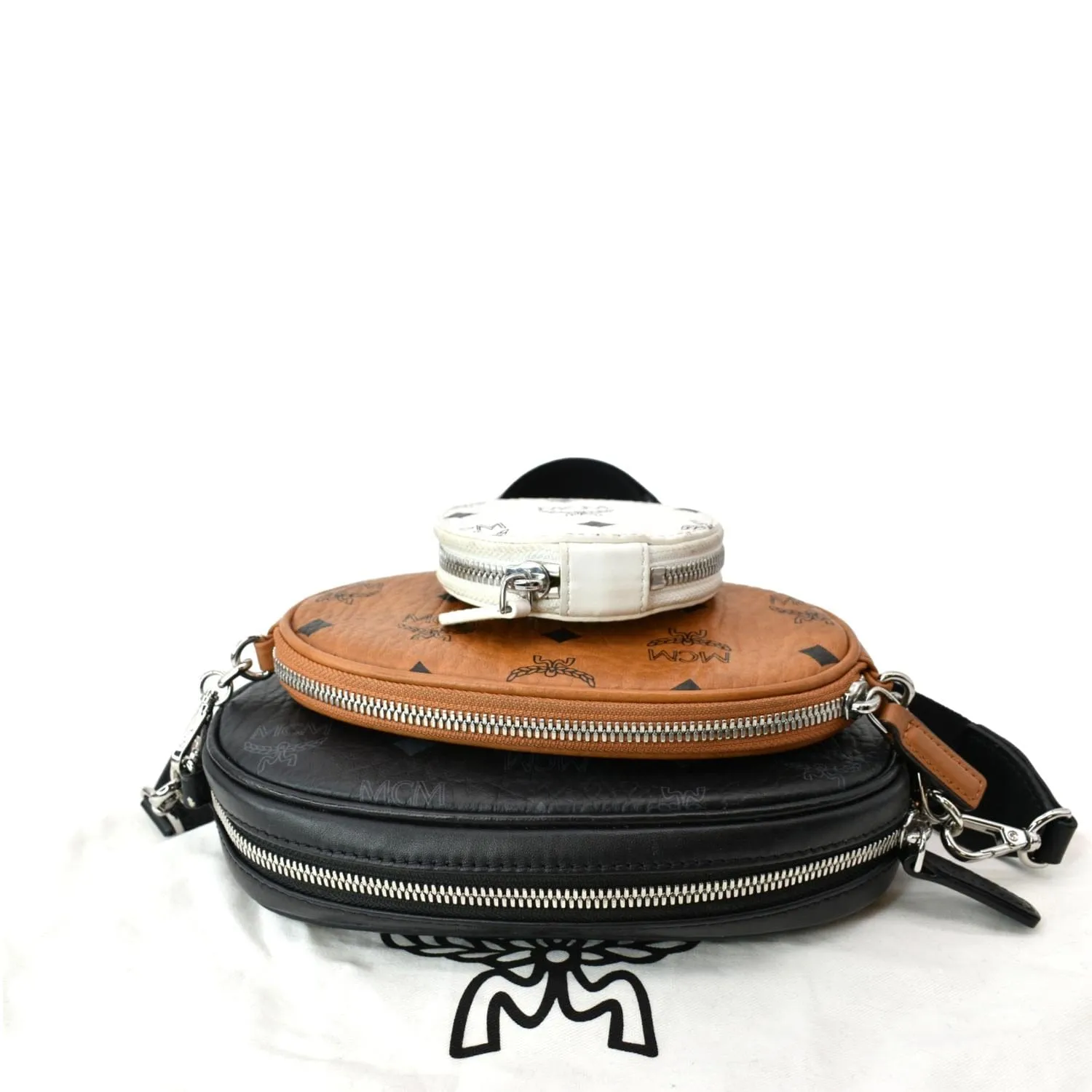 MCM Aren Multifunction Monogram Visetos Crossbody Pouch Cognac