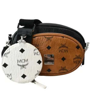 MCM Aren Multifunction Monogram Visetos Crossbody Pouch Cognac