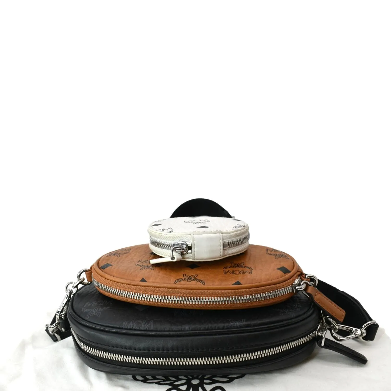 MCM Aren Multifunction Monogram Visetos Crossbody Pouch Cognac