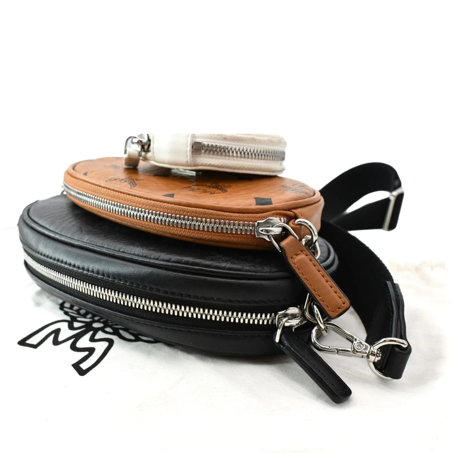 MCM Aren Multifunction Monogram Visetos Crossbody Pouch Cognac