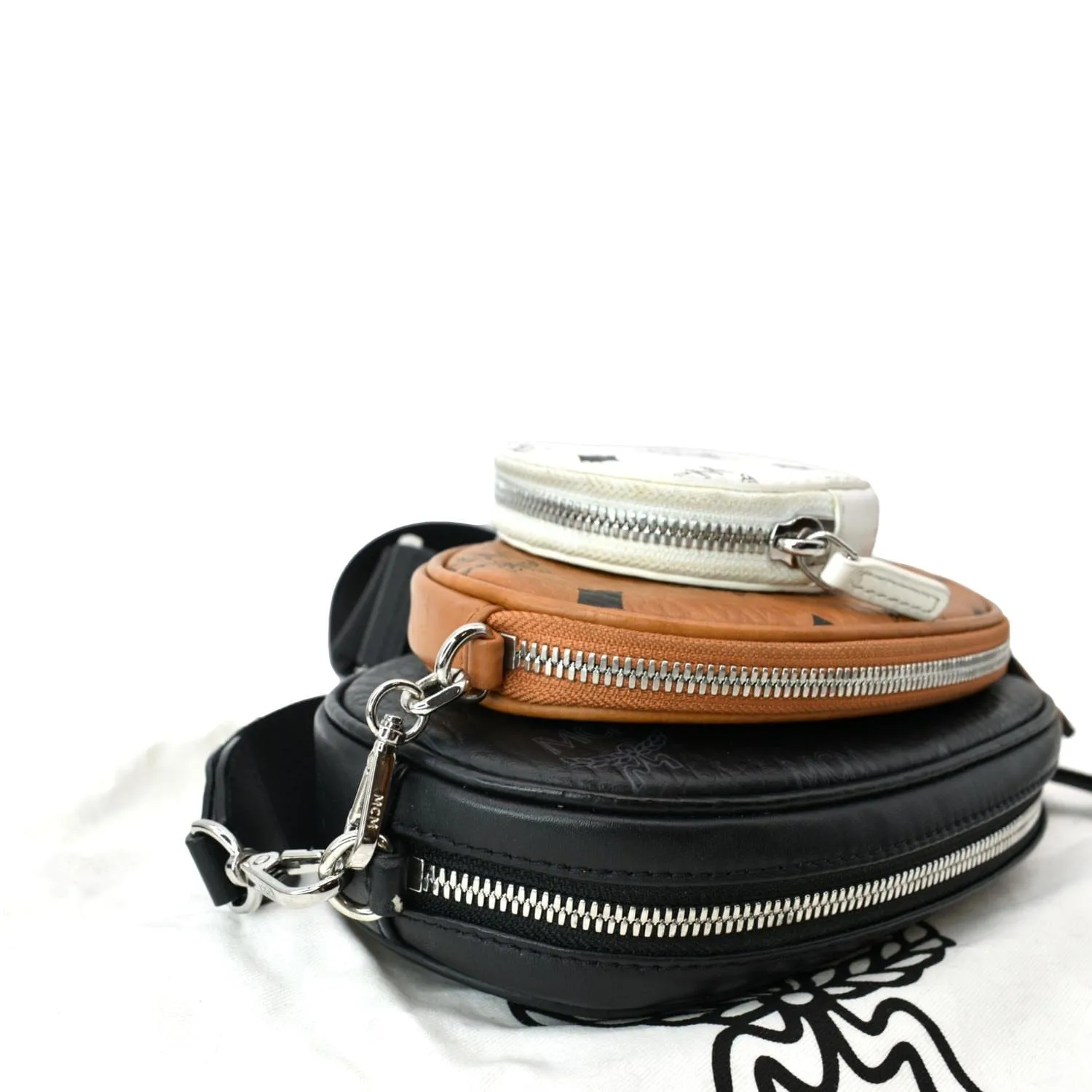 MCM Aren Multifunction Monogram Visetos Crossbody Pouch Cognac