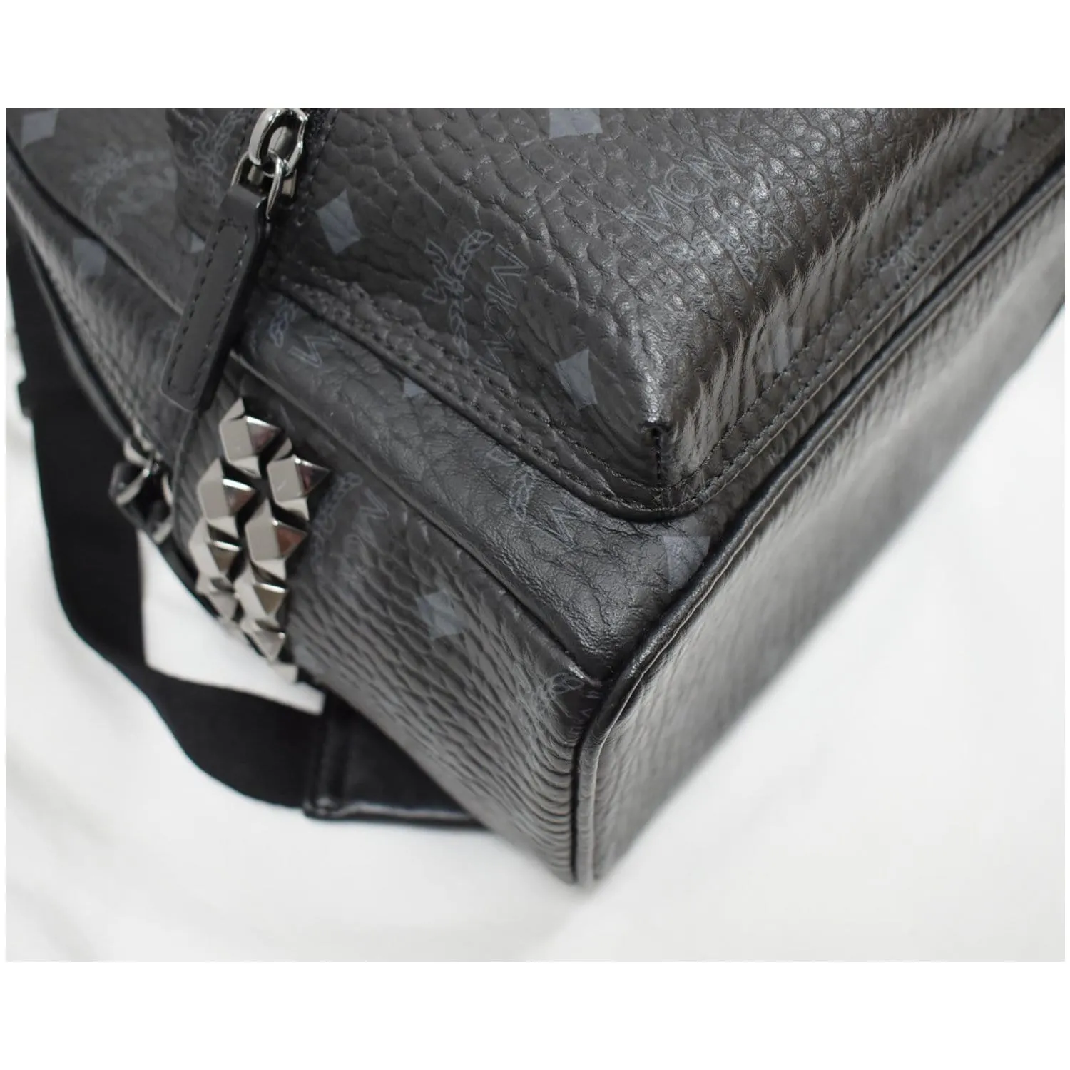 MCM Stark Classic Small Visetos Canvas Backpack Bag Black