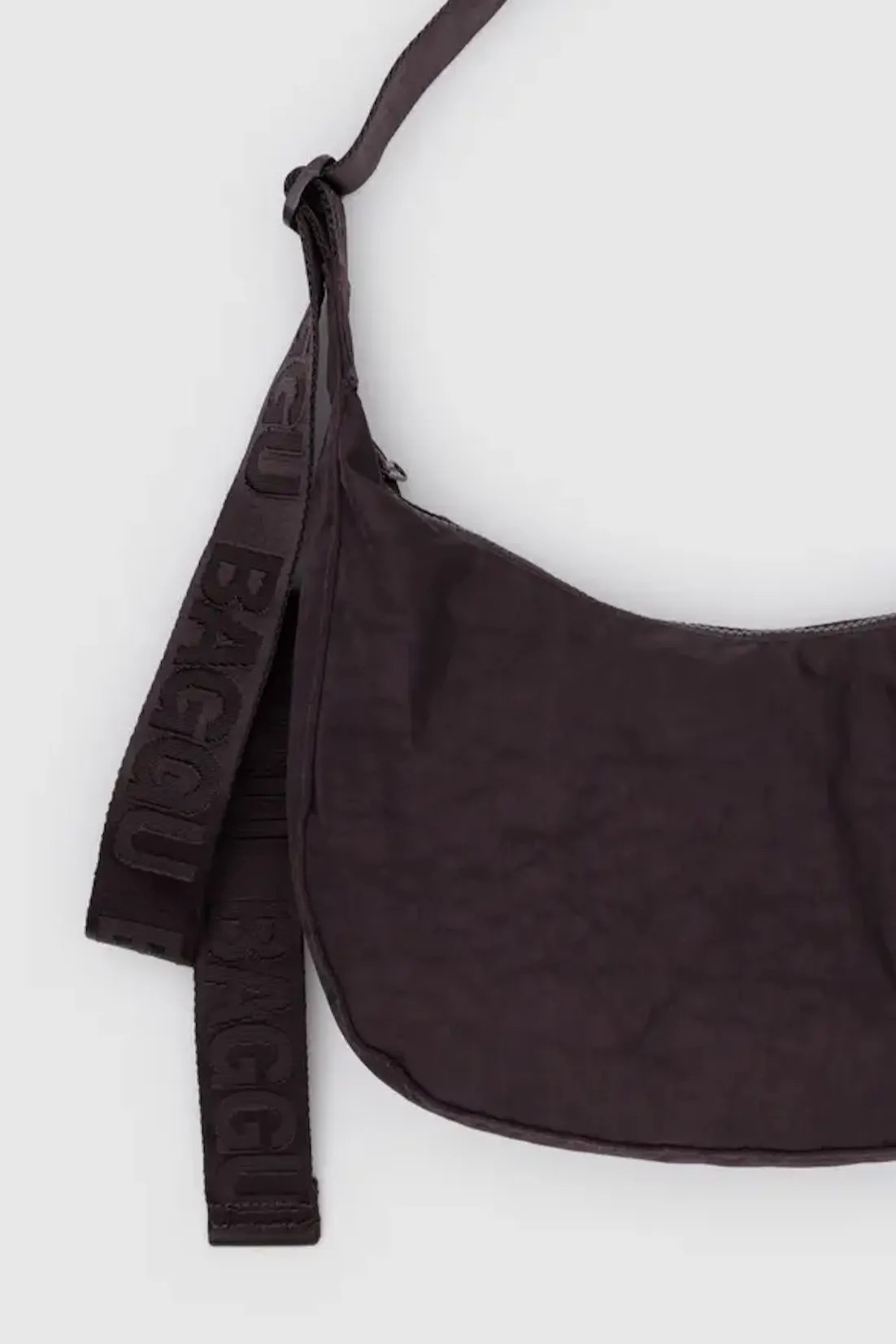 Medium Nylon Crescent Bag in Chocolate Plum