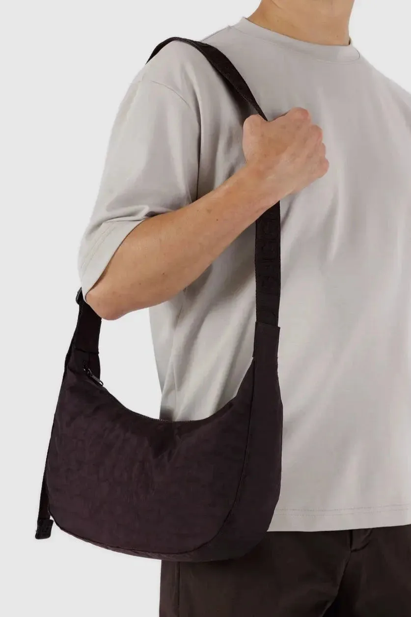 Medium Nylon Crescent Bag in Chocolate Plum