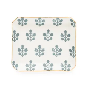 Medium Trinket Tray, Dusty Blue Floral