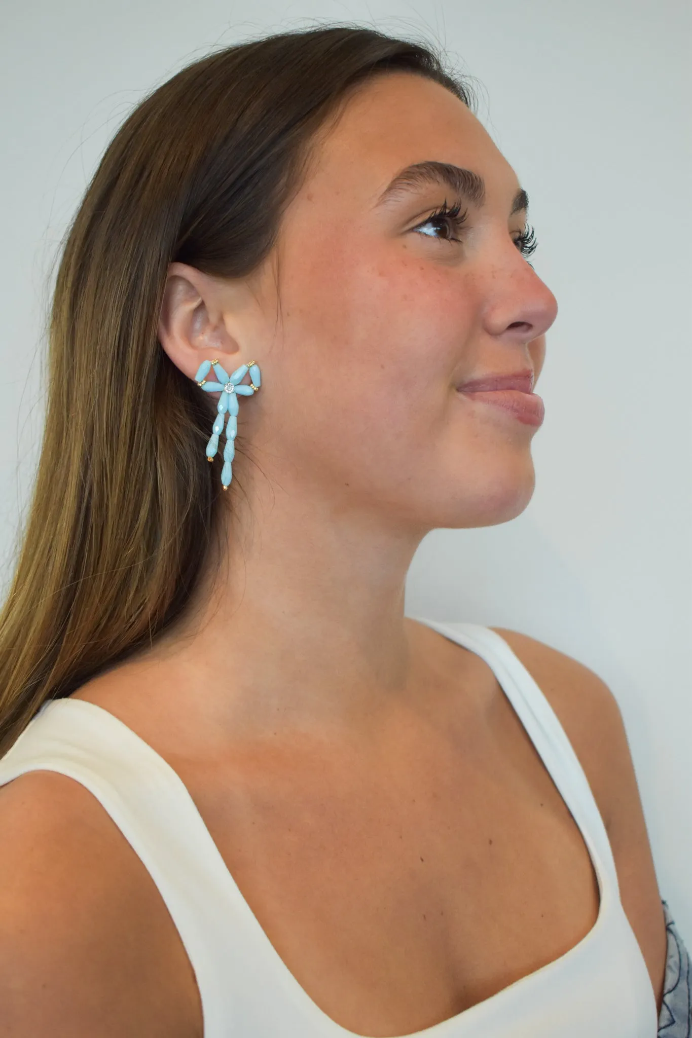 Megan Bow Drops- Blue