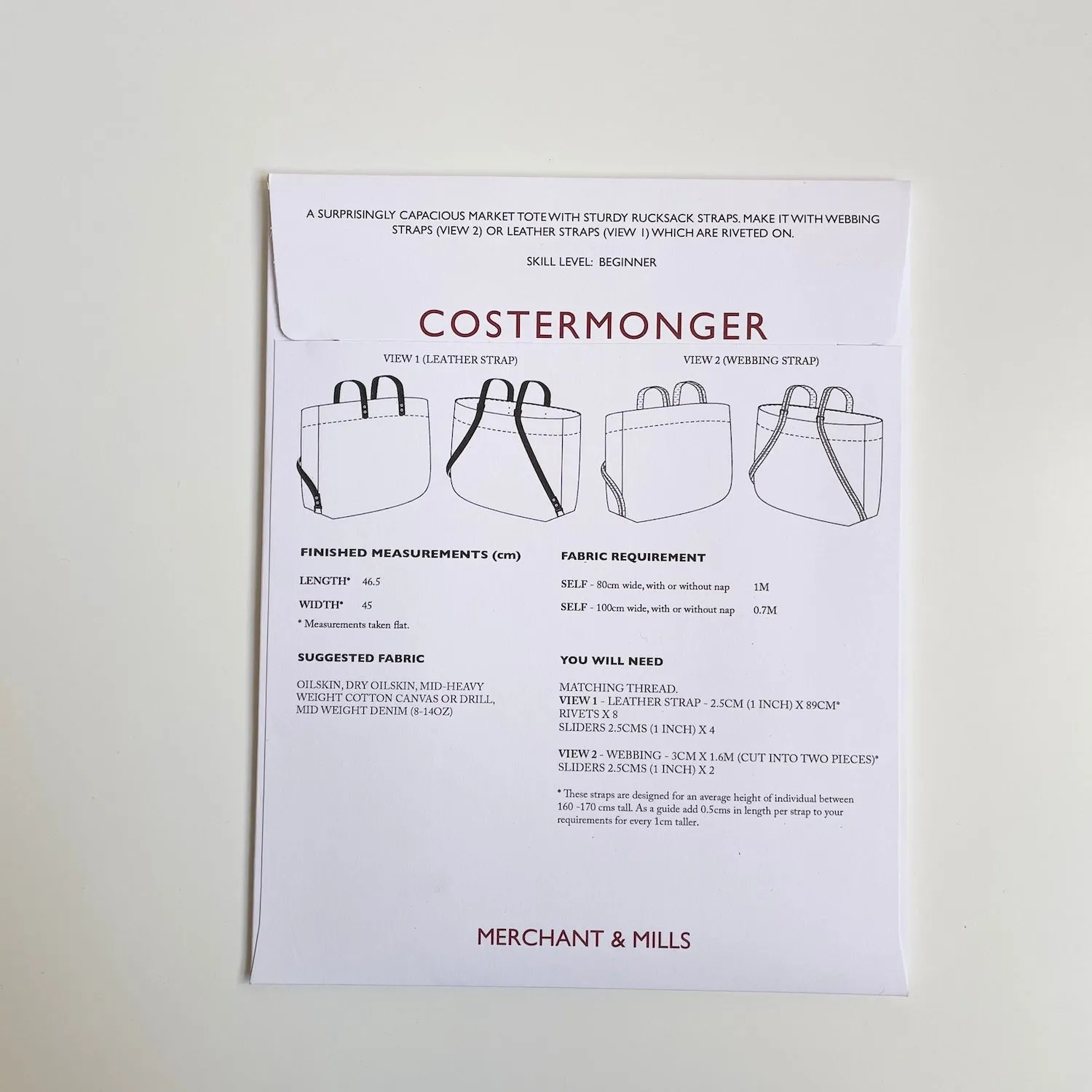 Merchant & Mills Pattern : The Costermonger Bag