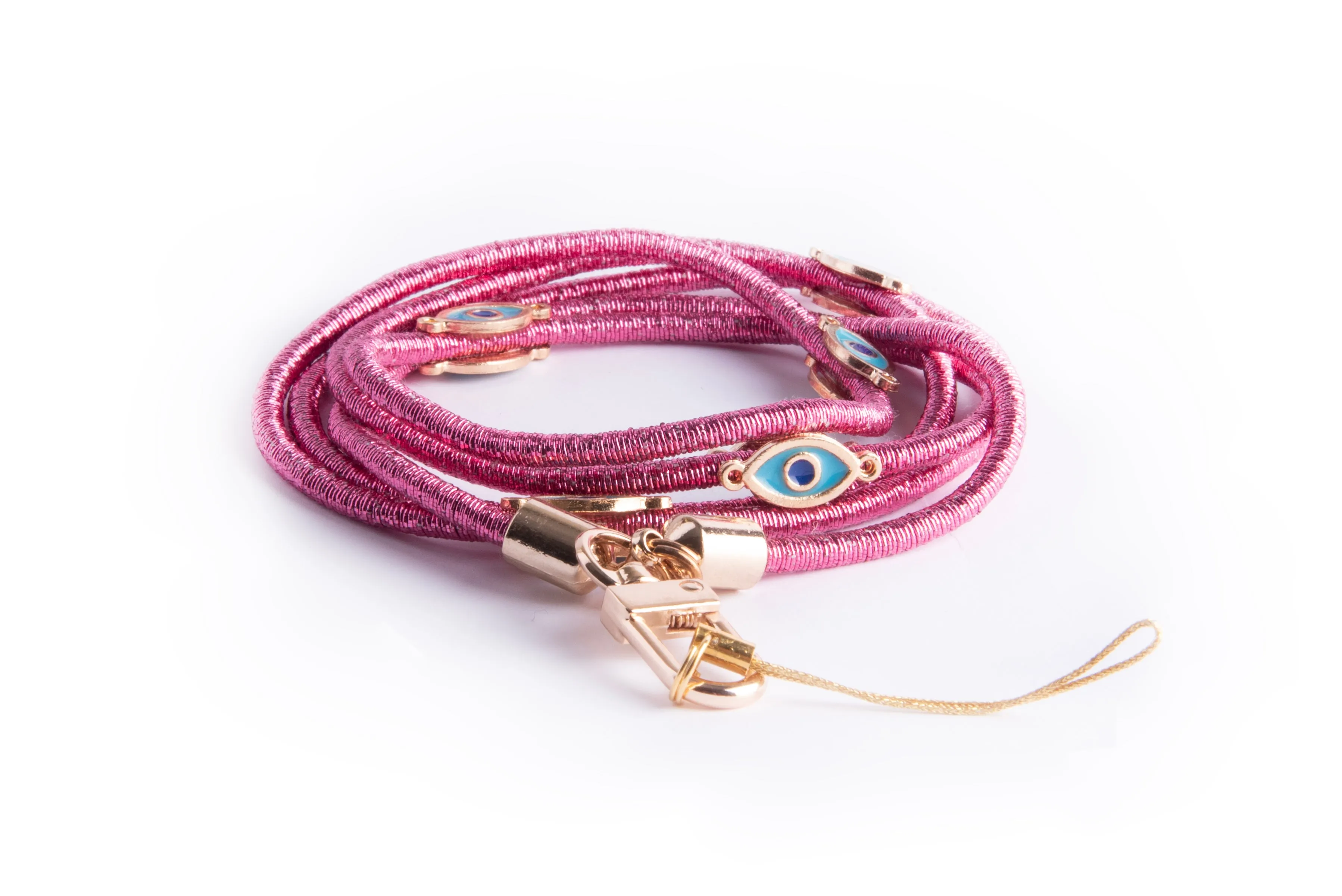 Metallic Crossbody Lanyard- Pink