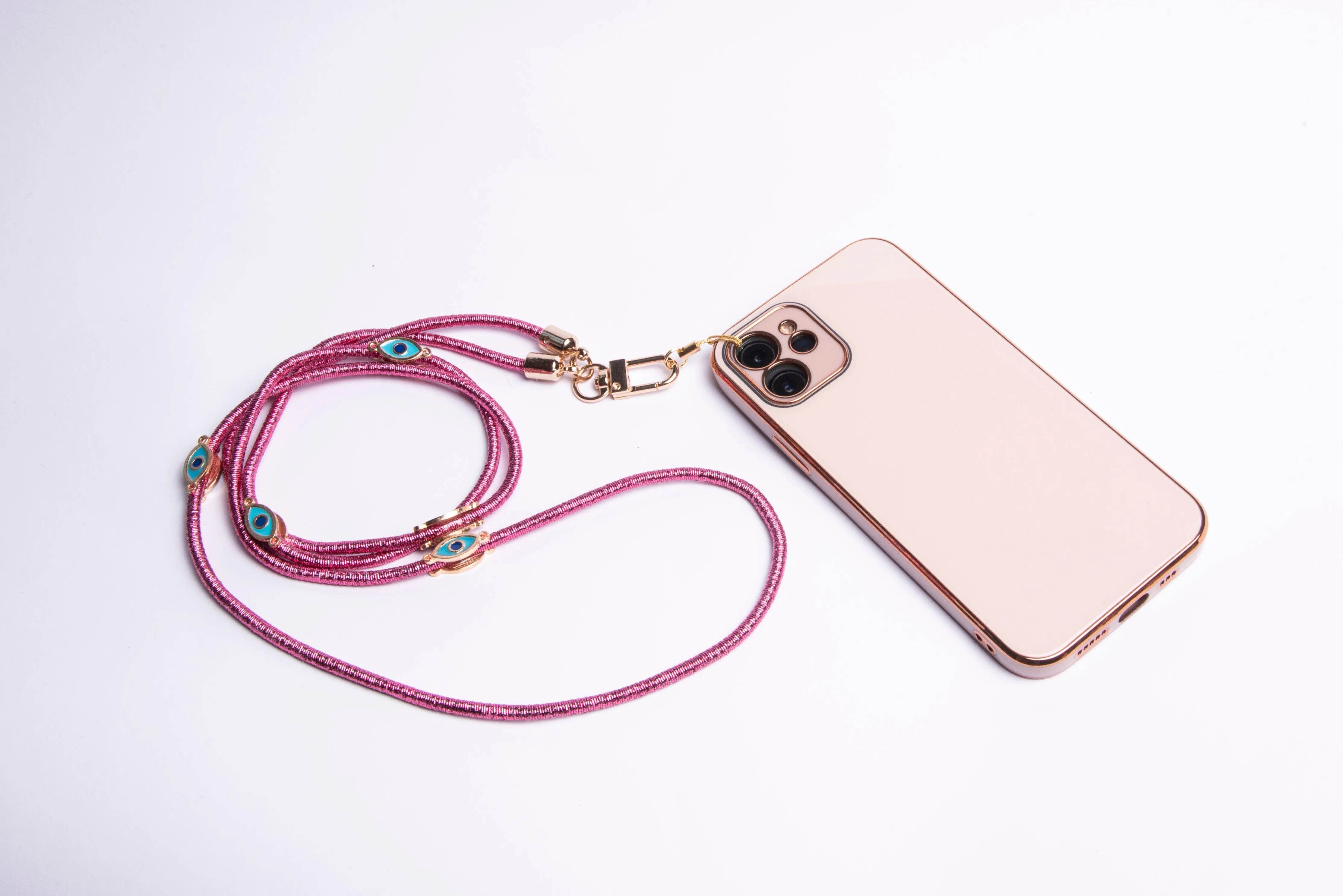 Metallic Crossbody Lanyard- Pink