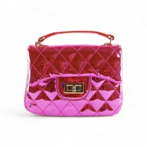 Metallic Crossbody Quilted Purse | Fuchsia
