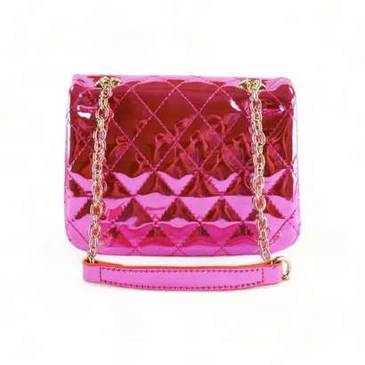 Metallic Crossbody Quilted Purse | Fuchsia