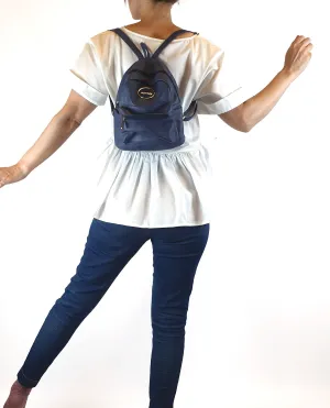 Mimco small blue leather backpack
