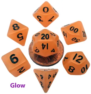 Mini 7 Dice Set Glow Orange