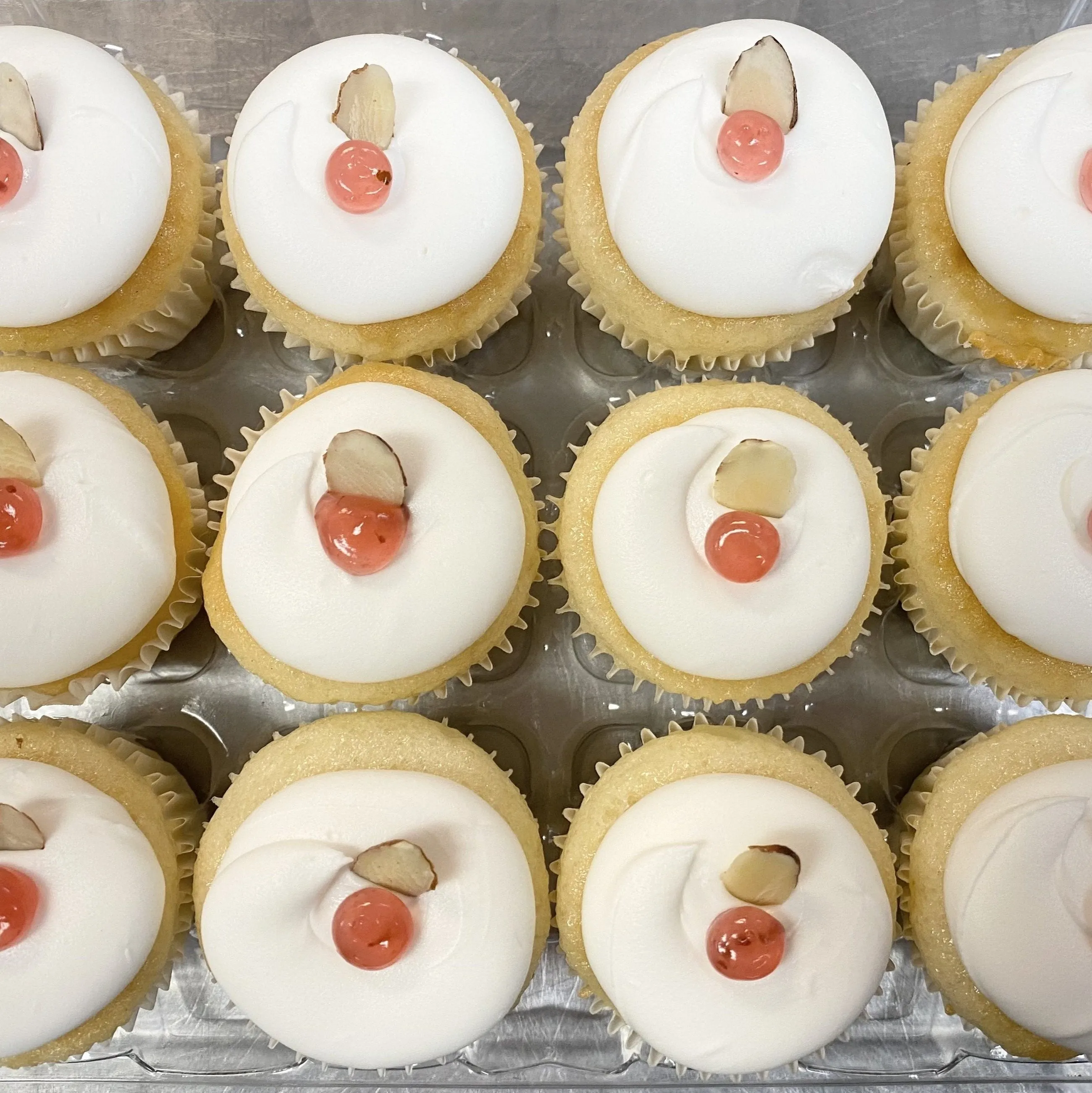 Mini Almond Raspberry Cupcakes Dozen