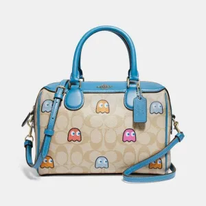 Mini Bennett Satchel in Signature Canvas with PacMan Ghosts Print
