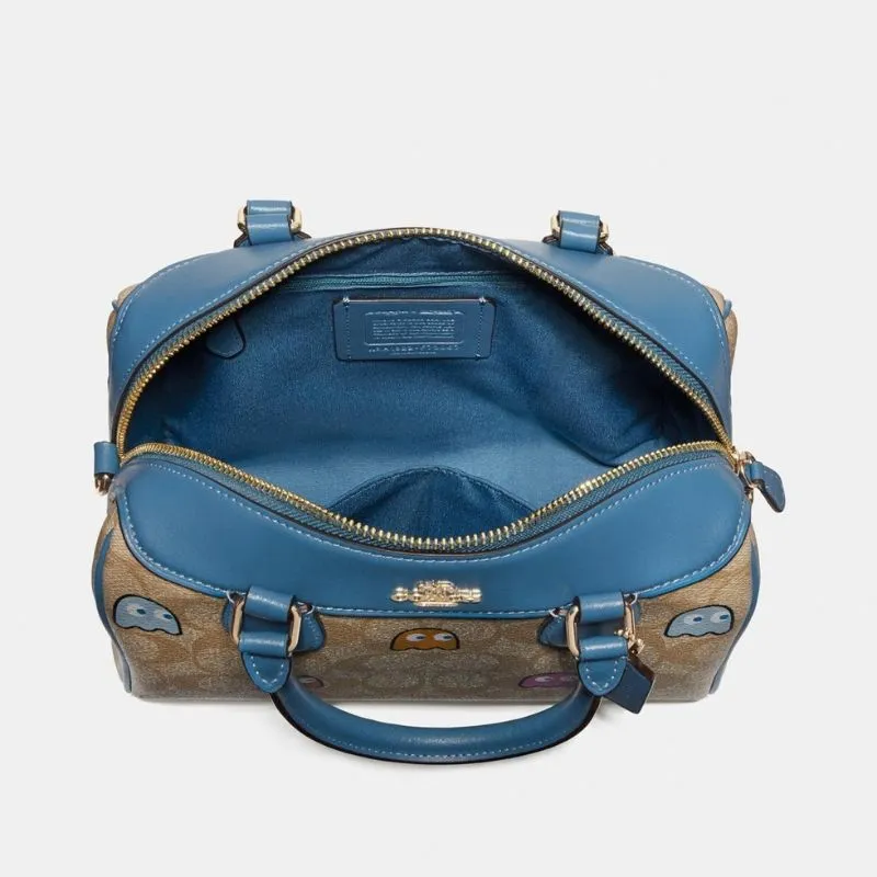 Mini Bennett Satchel in Signature Canvas with PacMan Ghosts Print