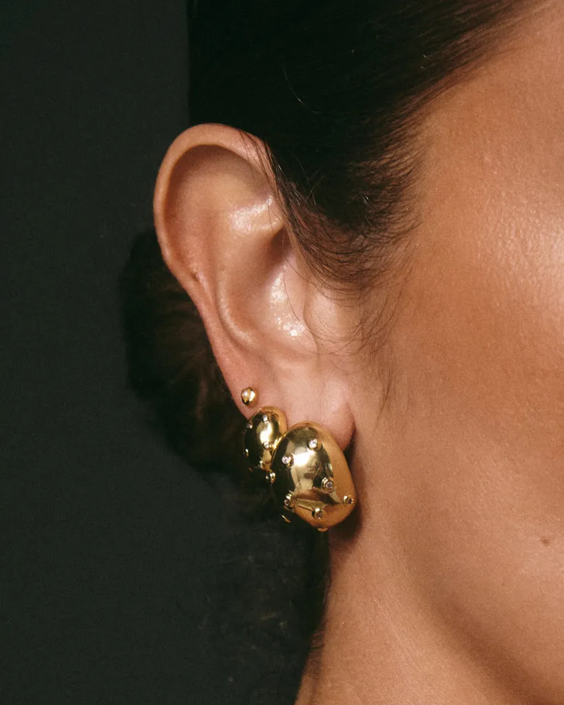 Mini Pave Molten Studs | Gold