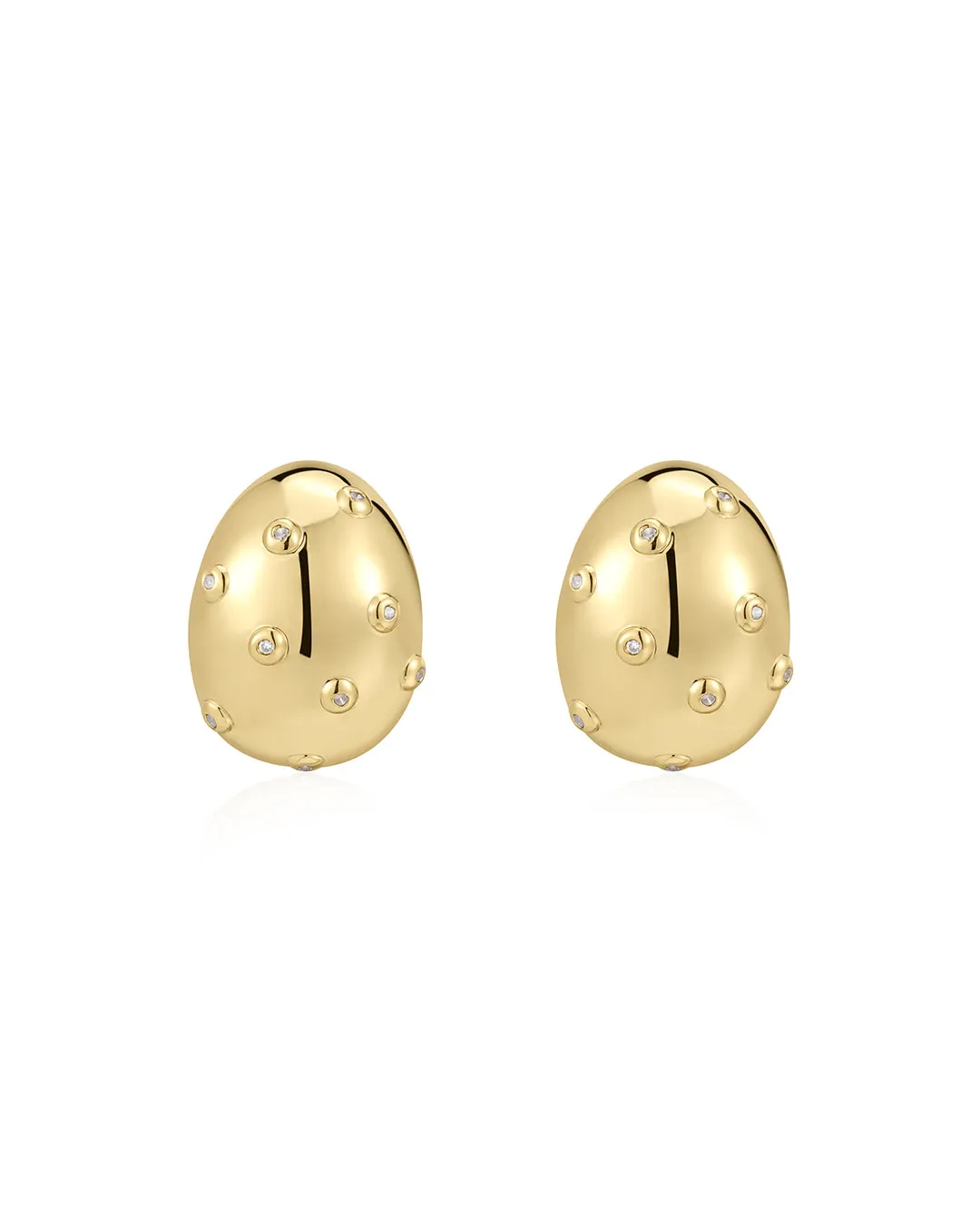 Mini Pave Molten Studs | Gold